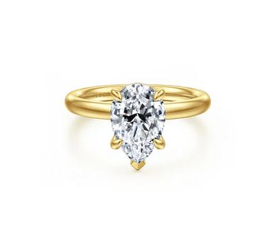 14K Yellow Gold Pear Shape Diamond Engagement Ring