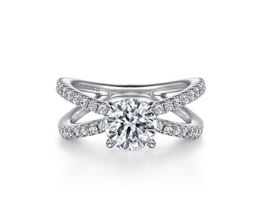 14K White Gold Split Shank Round Diamond Engagement Ring