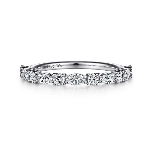 14K White Gold Marquise and Round Diamond Anniversary Band
