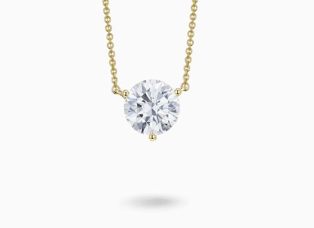 14K Yellow 1/5ct Lab Grown Diamond Solitaire Pendant with 18" Chain