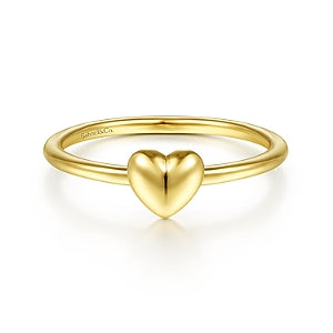 14k Yellow Gold Puffed Heart Ring - 0 ct