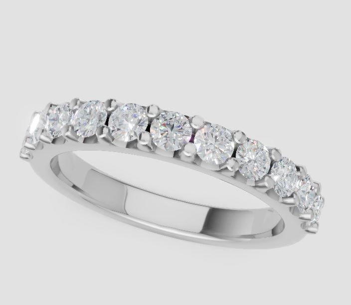 14K White 3/4tw Diamond Prong Band