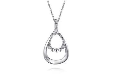 925 Sterling Silver White Sapphire Bujukan Pendant Drop Necklace