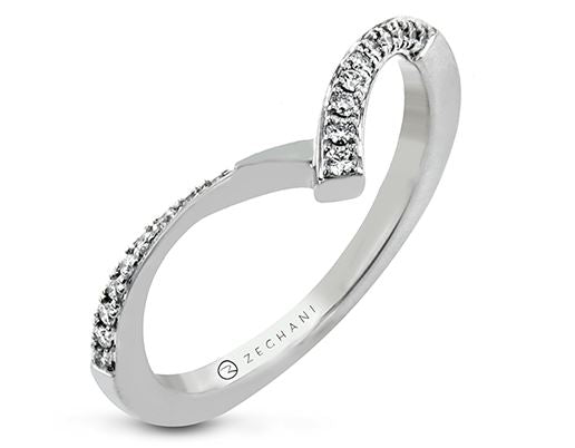 Lady's White 14 Karat Curved Anniversary Ring Size 6.5 Old Key 267392 With 19 = 0.14Tw Round G Vs1 Diamonds