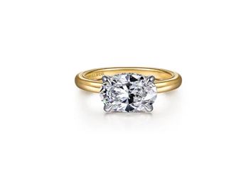 14K White-Yellow Gold Oval Diamond Engagement Ring