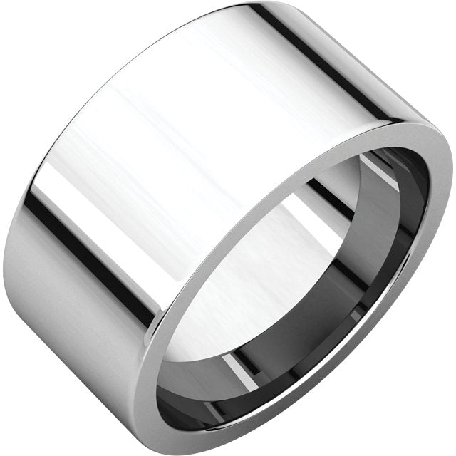14K White 12mm Flat Comfort Fit Band