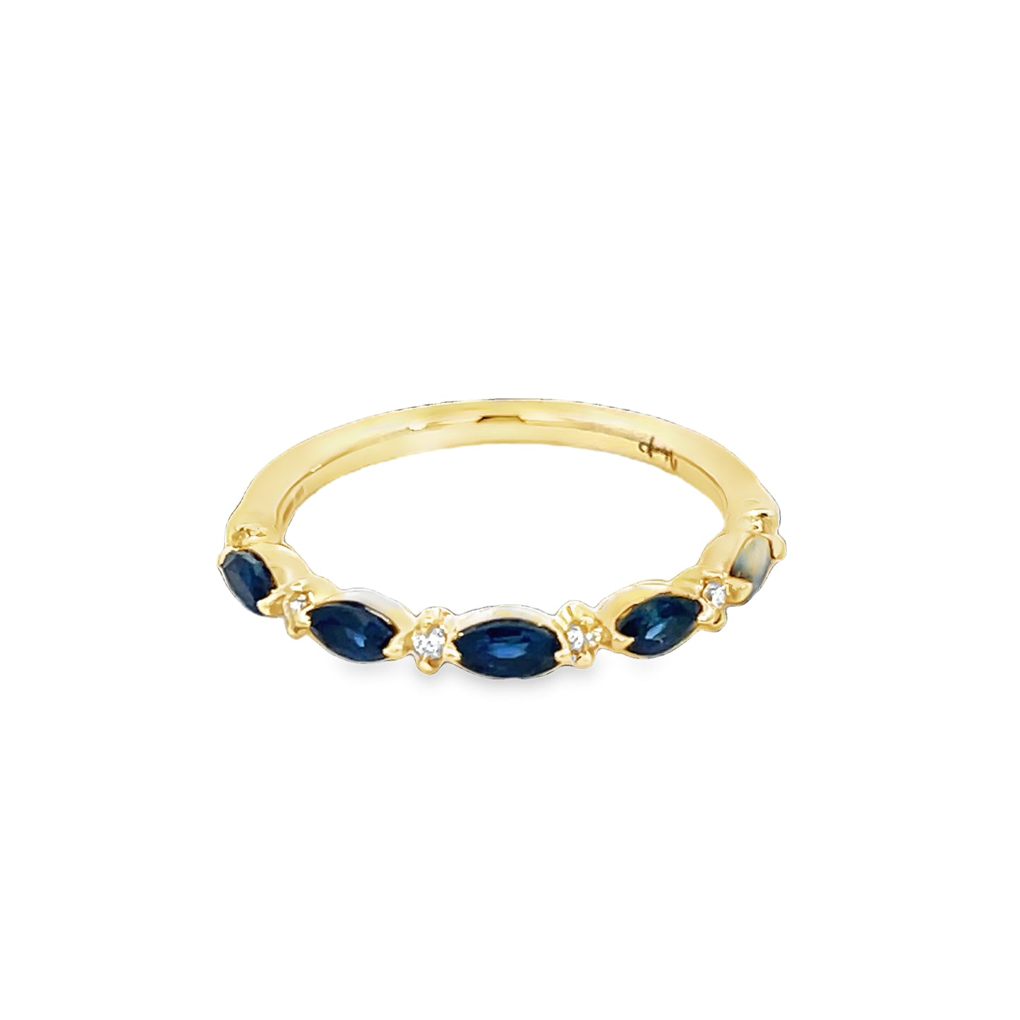 14K Yellow Uneek Stackable Collection 1-Row Marquise Blue Sapphire Fashion Ring