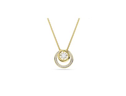Hyperbola pendant Round cut, White, Gold-tone plated