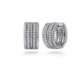925 Sterling Silver 15mm White Sapphire Hampton Huggie Earrings