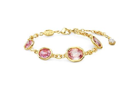 Imber bracelet Octagon cut, Pink, Gold-tone plated