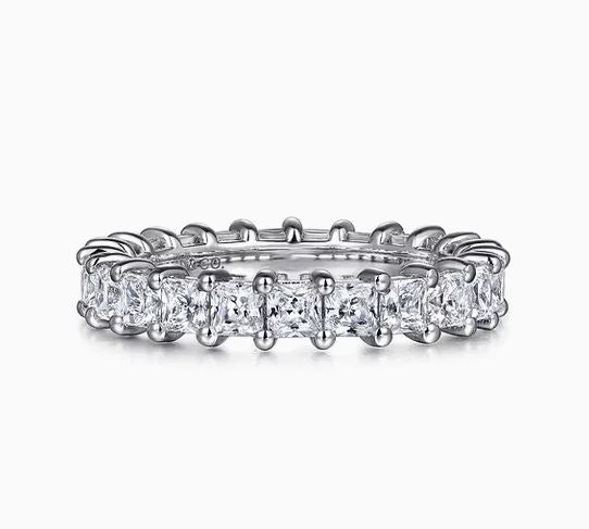 Alloy 14K White Gold Princess Cut Shared Prong Diamond Eternity Band