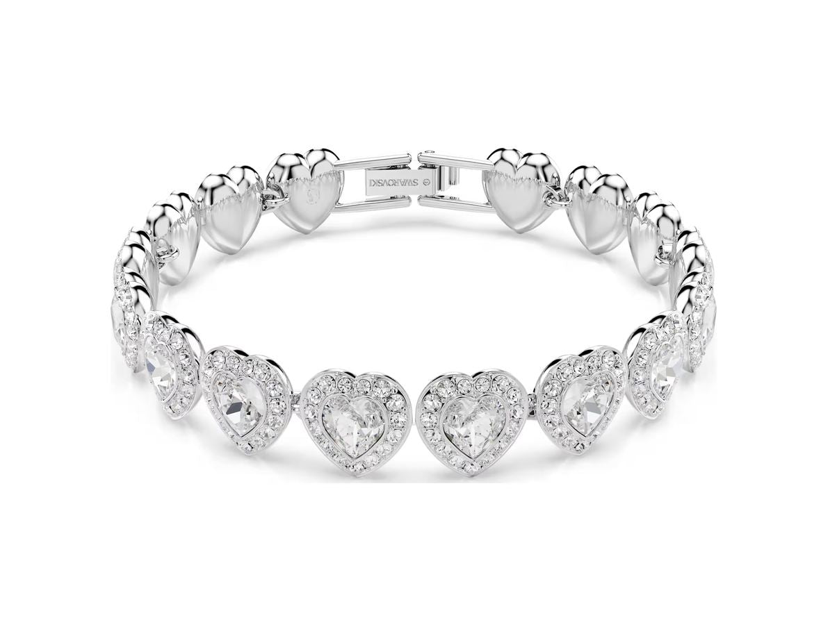 Ariana Grande x Swarovski Tennis bracelet Mixed cuts, Heart, White, Rhodium plated
