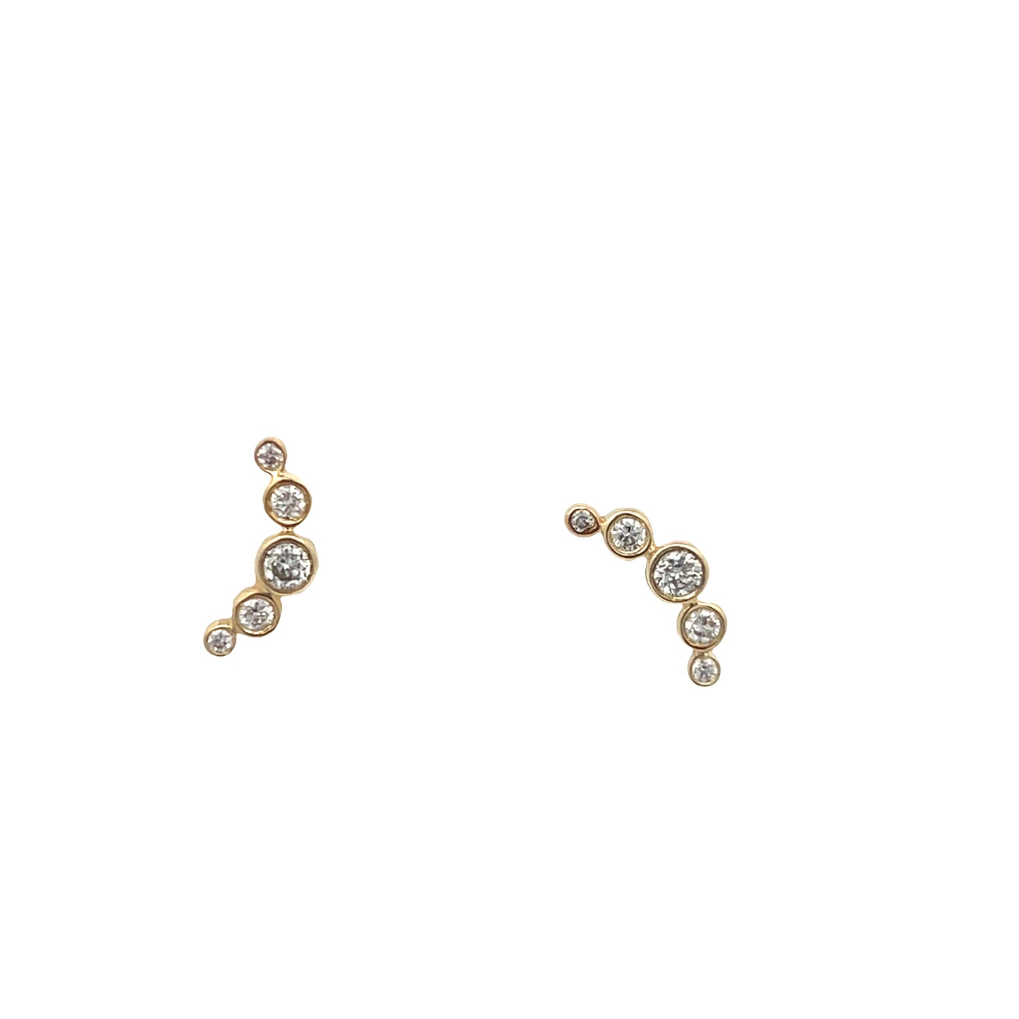 Lady's Yellow 14 Karat Climbers Earrings With 10 = 0.15Tw Round I I1 Diamonds