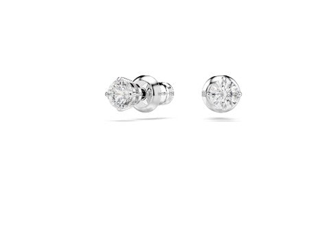 Stilla Attract stud earrings Round cut, White, Rhodium plated