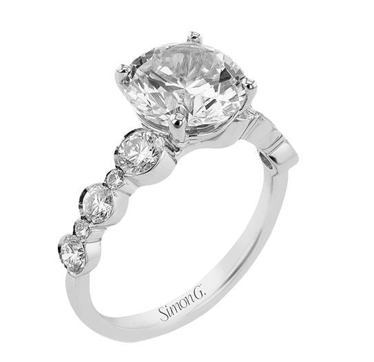 Lady's White 18 Karat Engagement Ring Size 6.5 With 0.76Tw Round G/H Si2 Diamonds