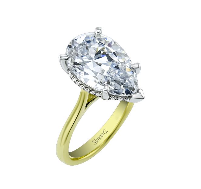 Two-Tone 18 Karat Hidden Halo Ring Size 6.5