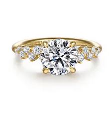 14k Yellow Gold Round Diamond Engagement Ring