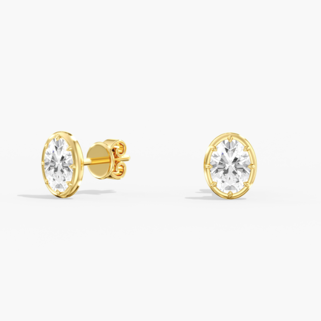 14K Yellow Oval Lab Grown Studs