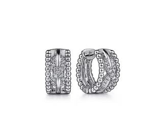 925 Sterling Silver Twisted Bujukan Huggie Earrings