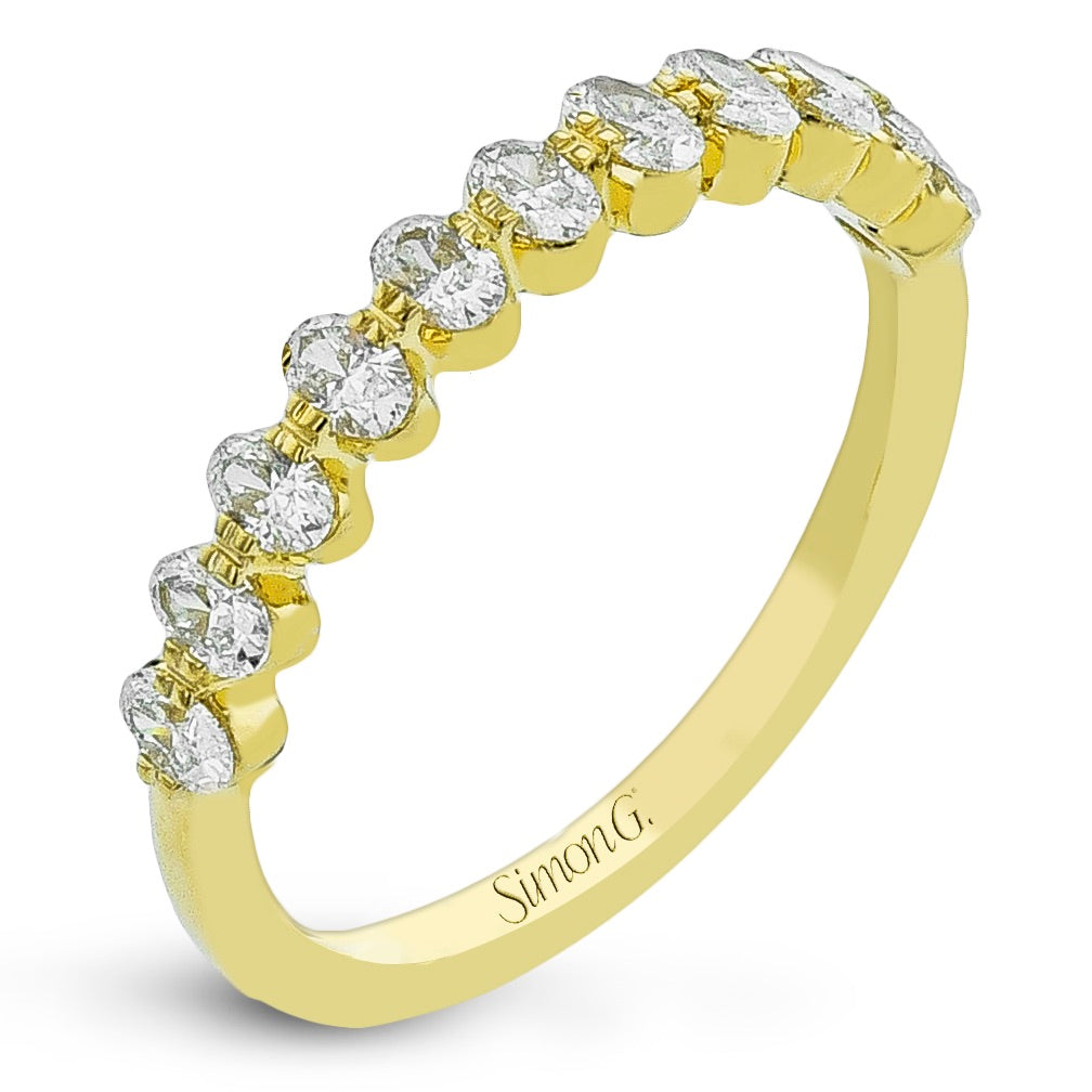 Lady's Yellow 18 Karat Prong Anniversary Ring Size 6.5 Old Key 827165 With 11 = 0.54Twt Oval G Vs1 Diamonds