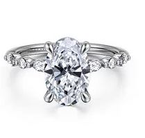 14k White Gold Oval Diamond Engagement Ring