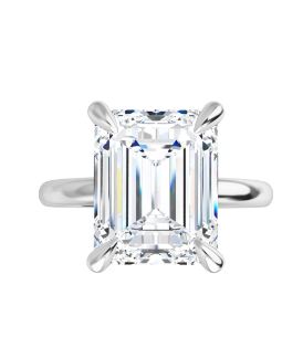 14K White Gold 10x8 mm Emerald Solitaire Engagement Ring Mounting