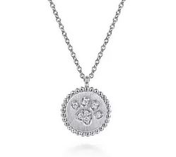 925 Sterling Silver Diamond Bujukan Paw Print Medallion Pendant Necklace
