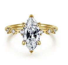 14k Yellow Gold Marquise Shape Diamond Engagement Ring