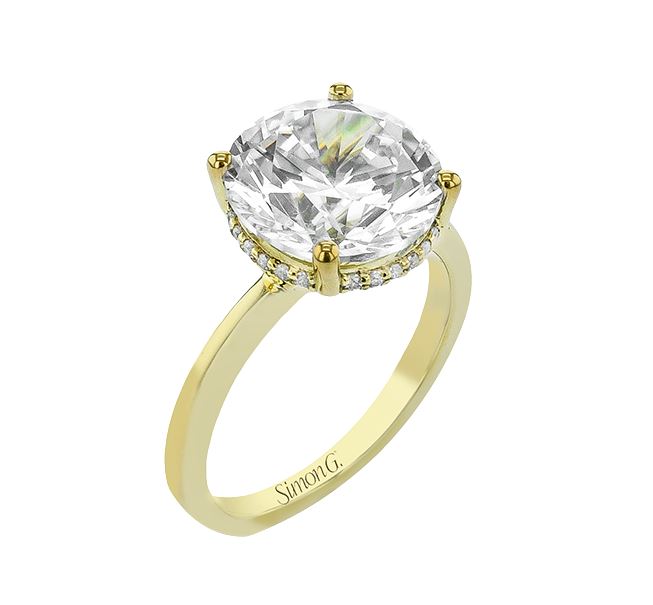 Yellow 18 Karat Hidden Halo Ring Size 6.5
