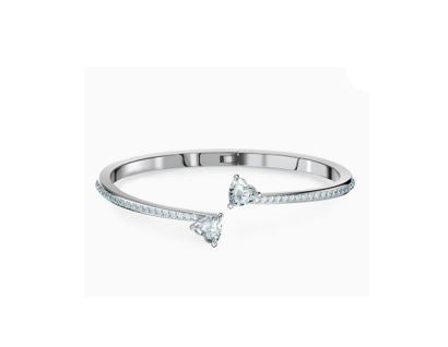 Mesmera Attract bangle Heart, White, Rhodium plated
