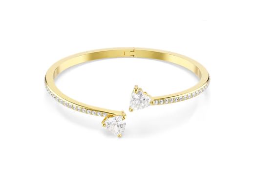 Mesmera Attract bangle Heart, White, Gold-tone plated