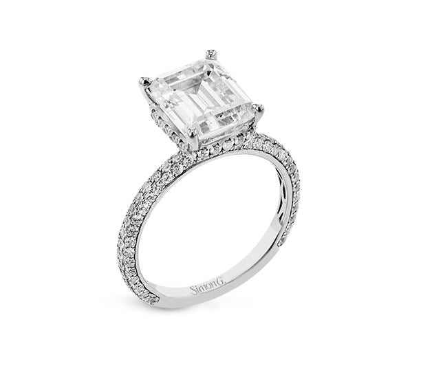 White 18 Karat Hidden Halo Ring Size 6.5 With = 0.74Tw Round G Vs1 Diamonds