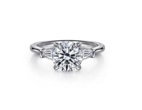 14k White Gold Three Stone Diamond Engagement Ring