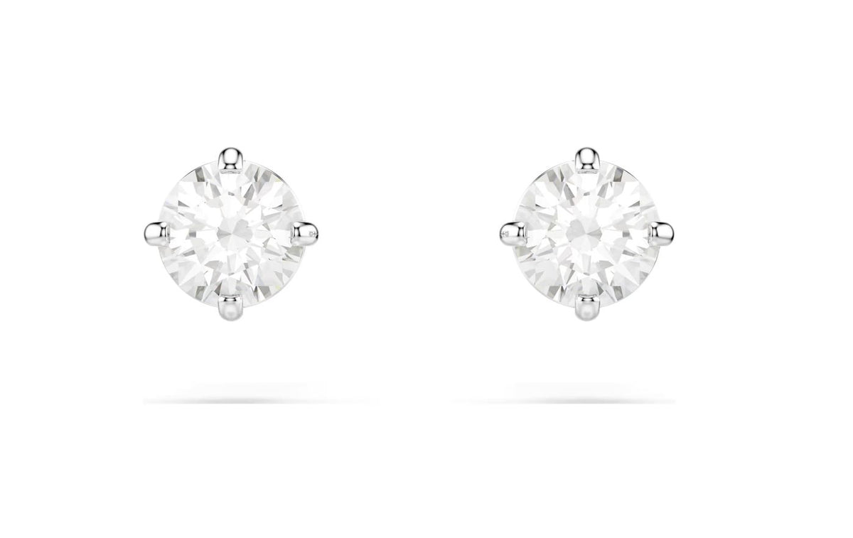 Stilla Attract stud earrings Round cut, White, Rhodium plated