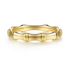 14k Yellow Gold Bamboo Shape Stackable Ring