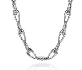 925 Sterling Silver Oval Link Chain Necklace with Bujukan Connectors