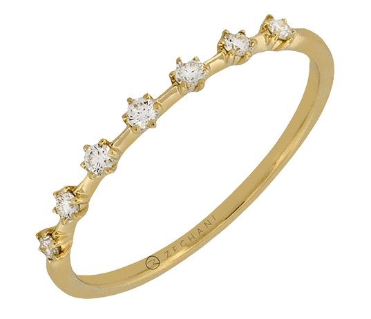 Lady's Yellow 14 Karat Prong Anniversary Ring Size 6.5 Old Key 267659 With 7 = 0.14Tw Round G Vs1 Diamonds