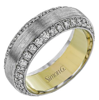 Gent's Two-Tone 14 Karat Gentlemen Wedding Band With 1.87Tw Round Diamonds