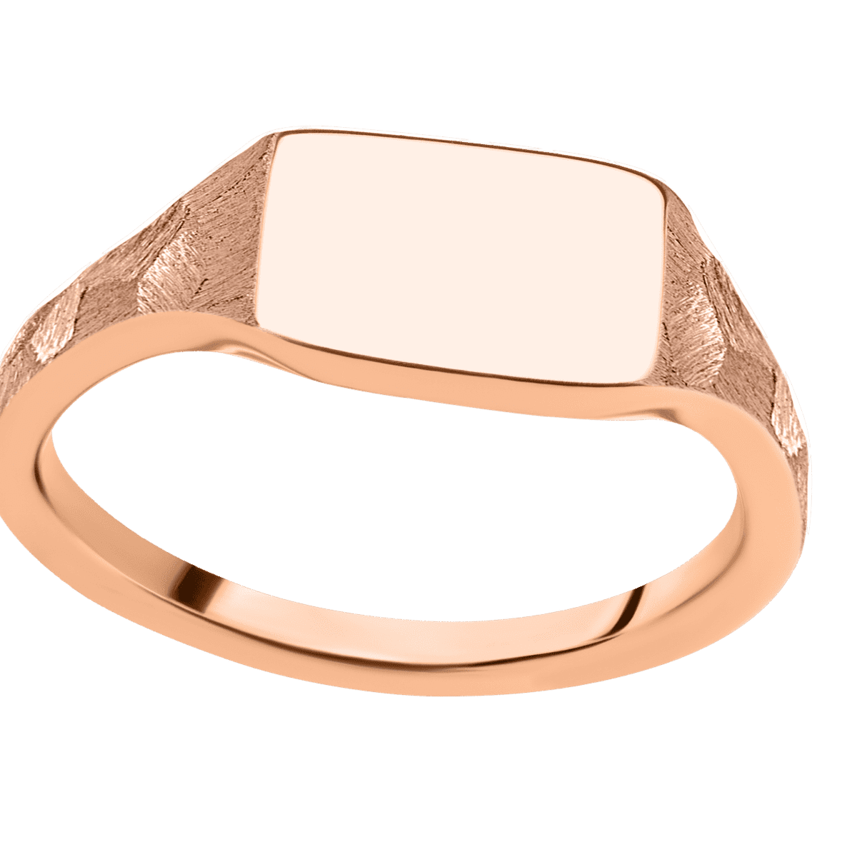 Small Horizontal Rectangle signet ring (12x9mm) in 18K Rose Gold, with a Thin style band.