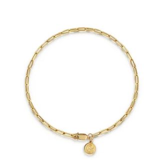 7 inch 14K Yellow Gold Hollow Paperclip Chain Bracelet
