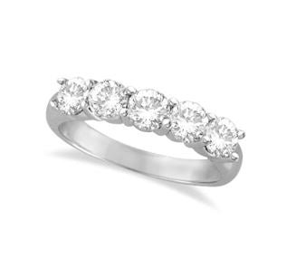 14K White 5 Stone Lab Grown Diamond Band 1tw