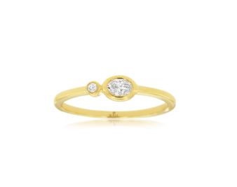 Lady's Yellow 14 Karat Bezel Engagement Ring Size 6.5 With 2 = 0.17Tw Various Shapes I I1 Diamonds