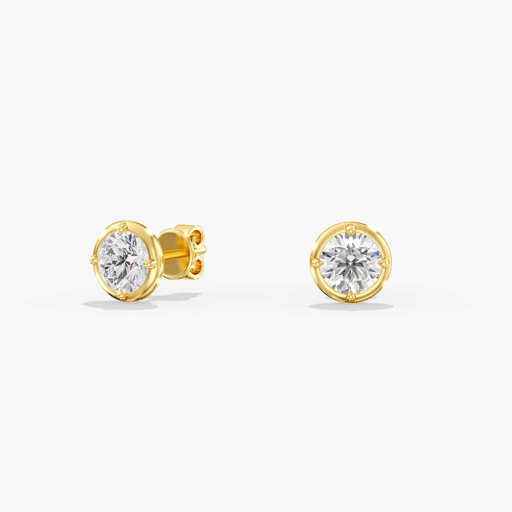 14K Yellow Round Lab Grown Studs
