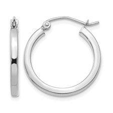 Leslie's 14k White Gold 2mm Square Tube Hoop Earrings 20mm