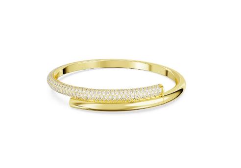 Dextera bangle Magnetic closure, White, Gold-tone plated