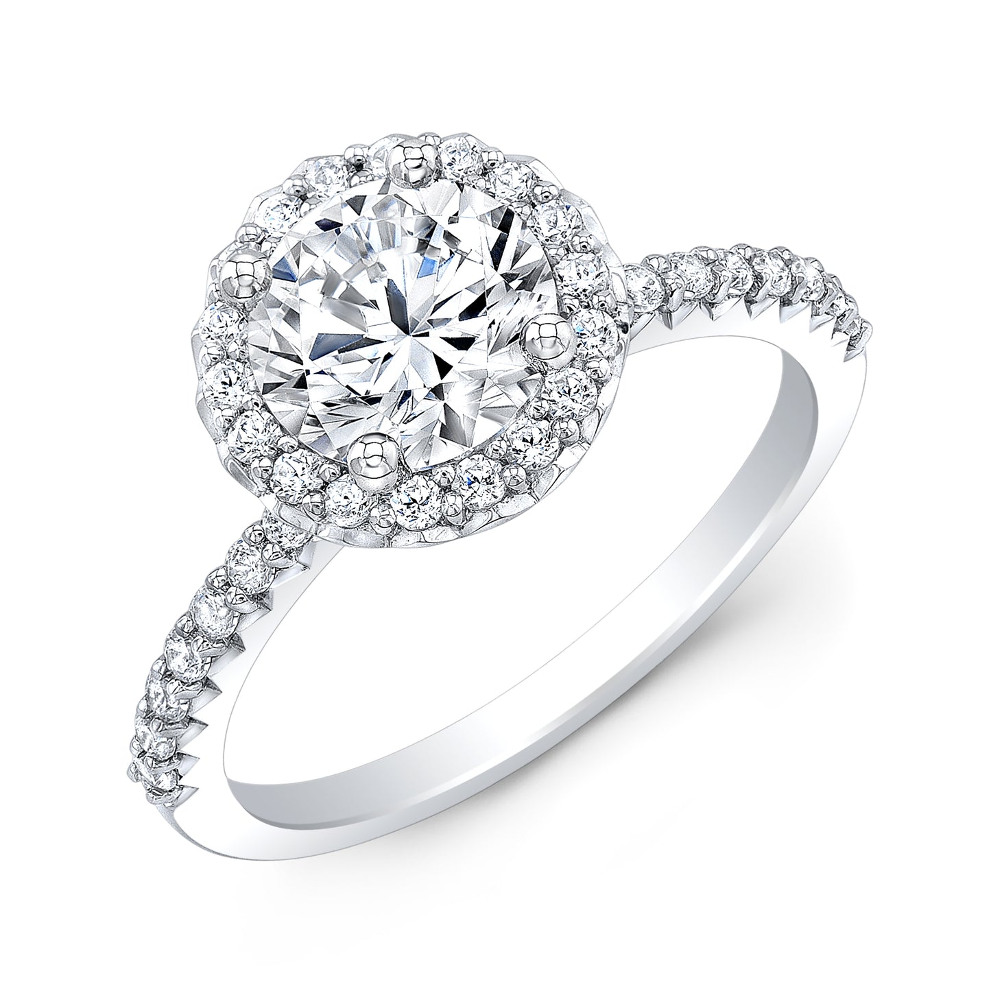 14K White Preset Lab Grown Engagement Ring w/ 2ct Round Center