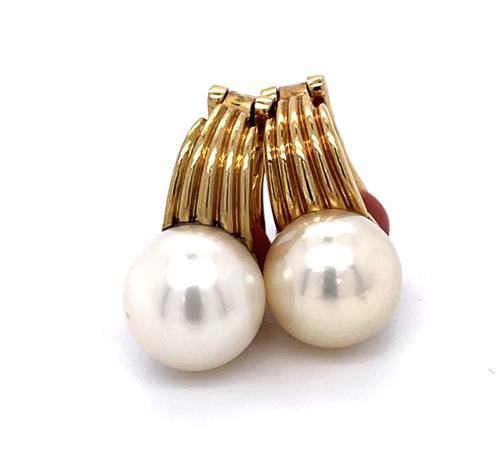 Bvlgari Italy Original 9.70-10mm Pearl Clip on Earrings (Vintage 1960s)