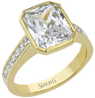 Yellow 18 Karat Bezel Ring Size 6.5 With = 0.47Tw Princess G Vs1 Diamonds