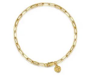 7 Inch 14k Yellow Gold Hollow Paperclip Chain Bracele