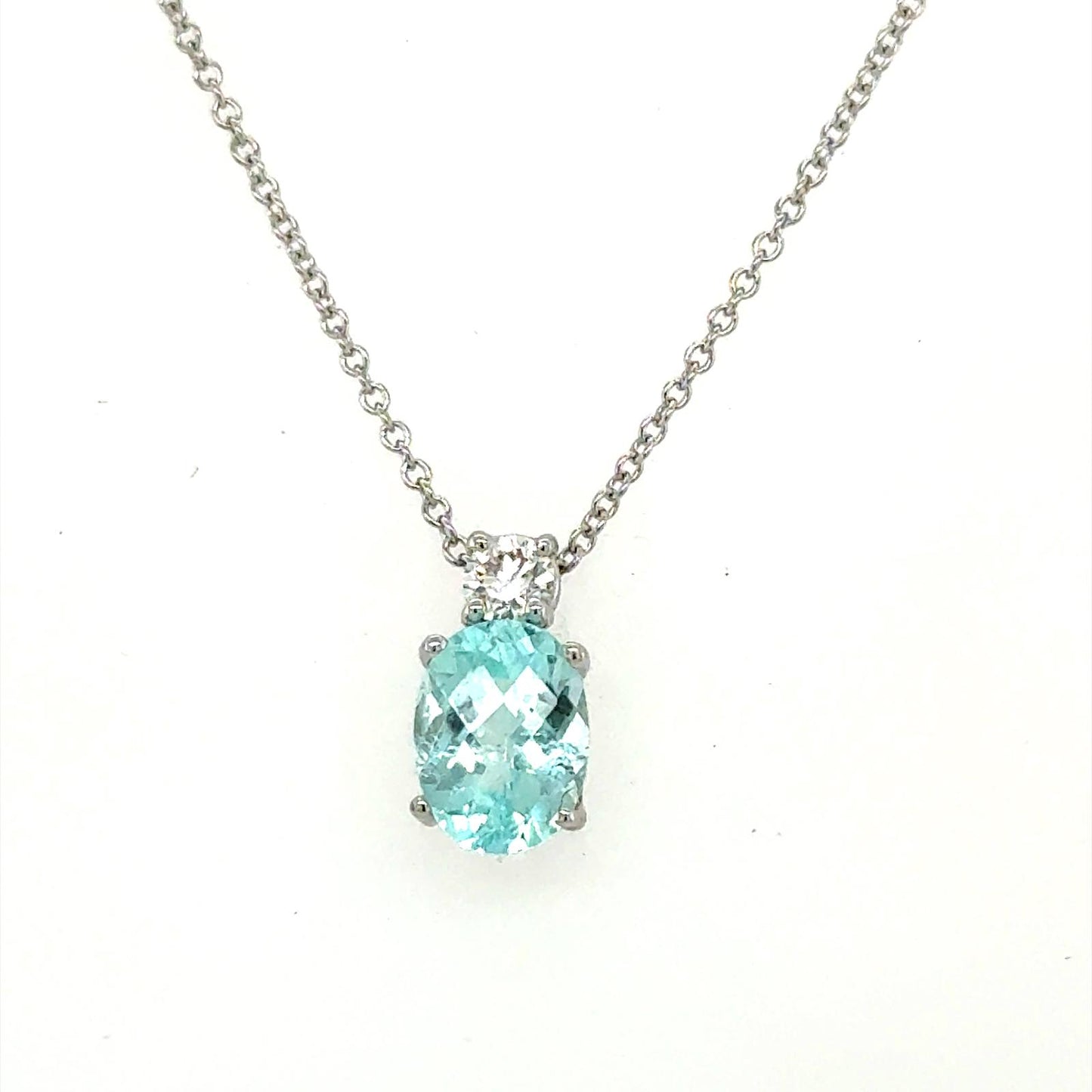 Pendant, 18KW, 8x6, Paraiba